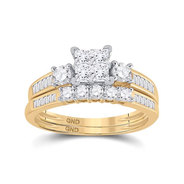 Princess Diamond Bridal Wedding Ring Band Set 1 Cttw 14kt Yellow Gold