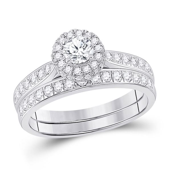 Diamond Bridal Wedding Ring Band Set 1 Cttw 14kt White Gold