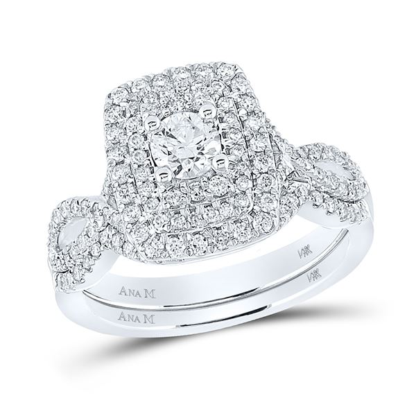 Diamond Bridal Wedding Ring Band Set 1 Cttw 14kt White Gold