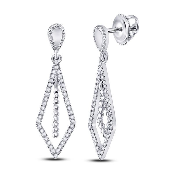 Diamond Geometric Dangle Earrings 1/5 Cttw 10kt White Gold