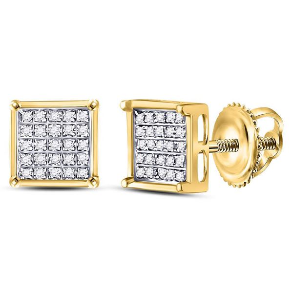 Diamond Square Cluster Earrings 1/6 Cttw 14kt Yellow Gold