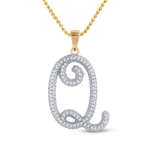 Diamond Initial Q Letter Pendant 1/4 Cttw 10kt Yellow Gold
