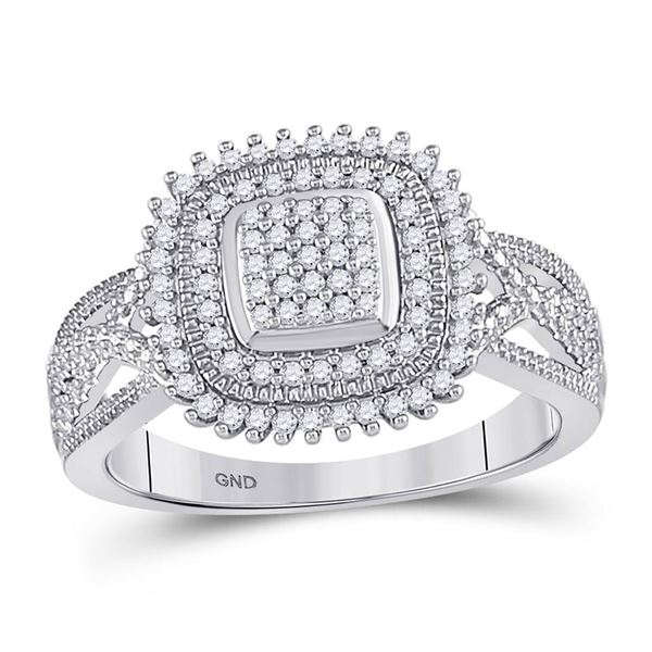 Diamond Square Cluster Ring 1/4 Cttw 10kt White Gold