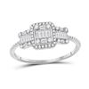 Image 1 : Baguette Diamond Triple Cluster Ring 3/8 Cttw 14kt White Gold