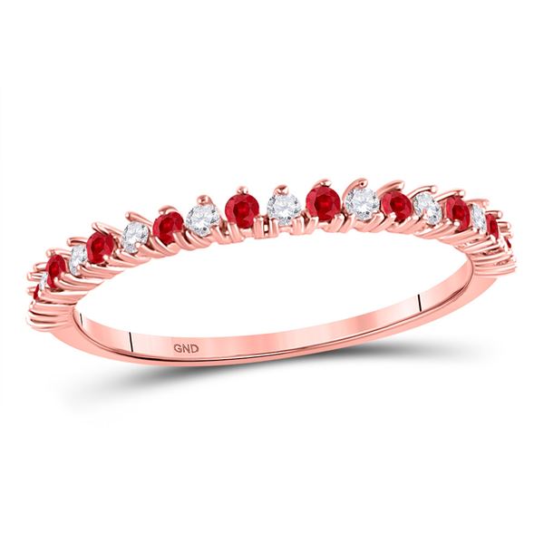 Ruby Diamond Stackable Band Ring 1/4 Cttw 10kt Rose Gold