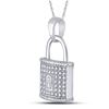 Image 2 : Diamond Key Lock Dangle Pendant 1/8 Cttw 10kt White Gold