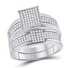 Image 2 : His Hers Diamond Square Matching Wedding Set 5/8 Cttw 10kt White Gold