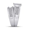Image 4 : His Hers Diamond Square Matching Wedding Set 5/8 Cttw 10kt White Gold