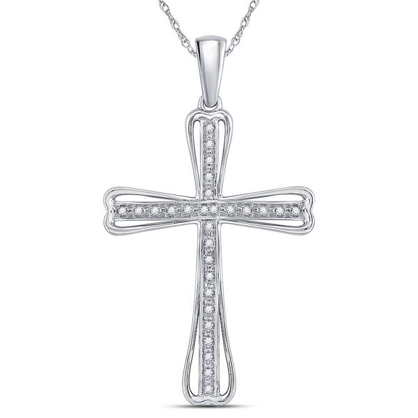 Diamond Cross Pendant 1/10 Cttw Sterling Silver