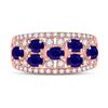 Image 2 : Oval Blue Sapphire Diamond Band Ring 1-7/8 Cttw 14kt Rose Gold