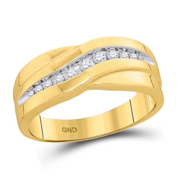 Mens Diamond Single Row Wedding Band Ring 1/4 Cttw 10kt Yellow Gold