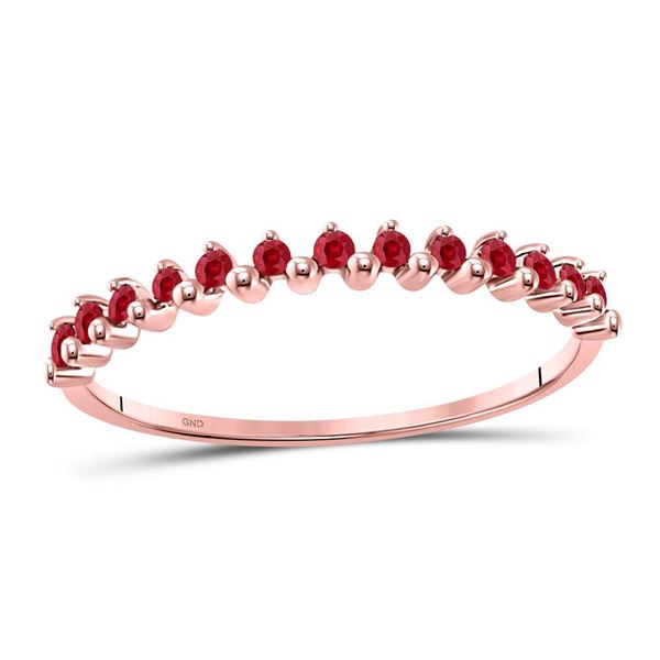 Ruby Single Row Stackable Ring 1/8 Cttw 10kt Rose Gold