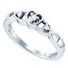 Image 1 : Diamond 3-Stone Heart Promise Ring 1/10 Cttw Sterling Silver