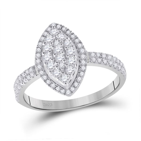 Diamond Oval Cluster Ring 5/8 Cttw 10kt White Gold