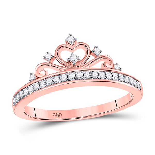 Diamond Crown Tiara Band Ring 1/6 Cttw 10kt Rose Gold