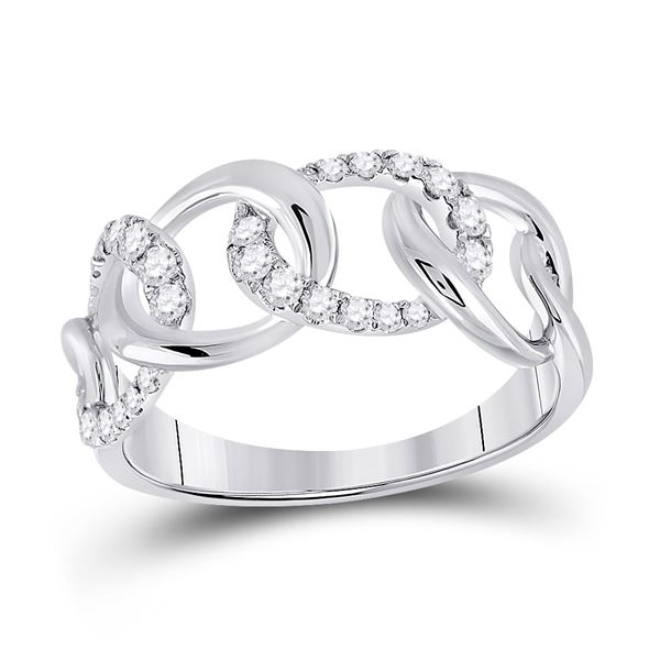 Diamond Curb Link Fashion Ring 1/3 Cttw 14kt White Gold