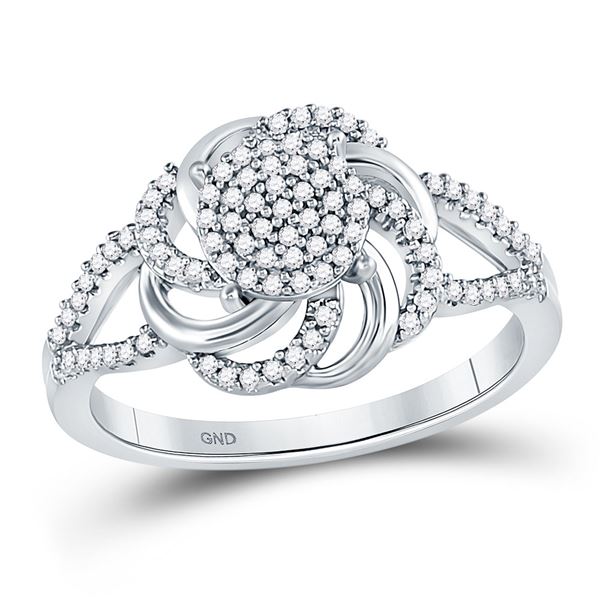 Diamond Flower Petals Cluster Ring 1/4 Cttw 10kt White Gold