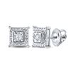 Image 1 : Diamond Solitaire Square Stud Earrings 1/10 Cttw Sterling Silver