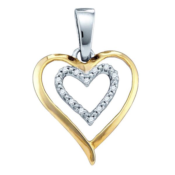 Diamond Double Heart Pendant 1/20 Cttw Sterling Silver
