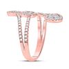 Image 3 : Diamond Bypass Cluster Heart Ring 1-1/4 Cttw 14kt Rose Gold