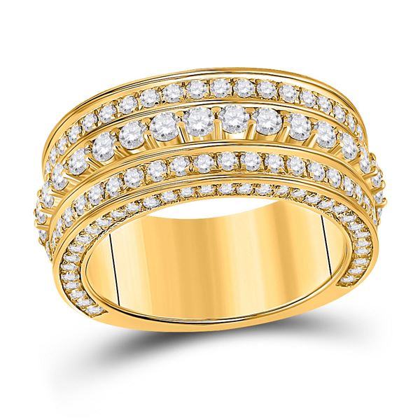 Mens Diamond Statement Band Ring 3 Cttw 10kt Yellow Gold