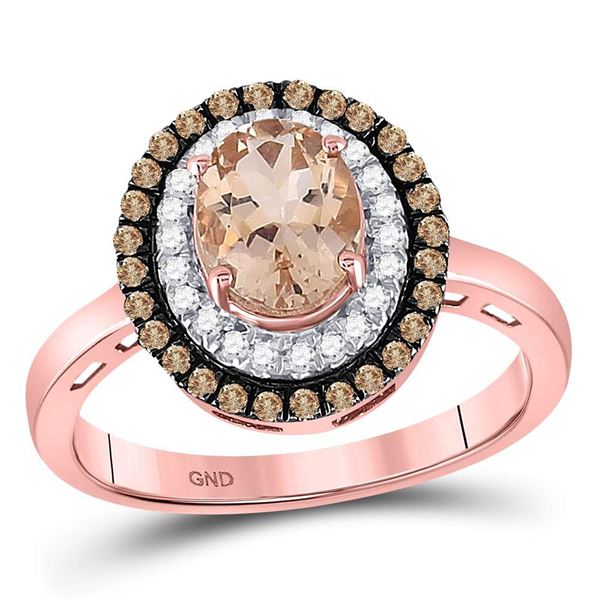 Oval Morganite Solitaire Diamond Fashion Ring 1-1/2 Cttw 10kt Rose Gold