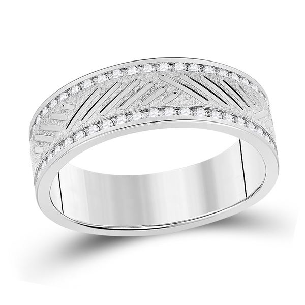 Mens Diamond Wedding Machine Set Band Ring 1/2 Cttw 10kt White Gold