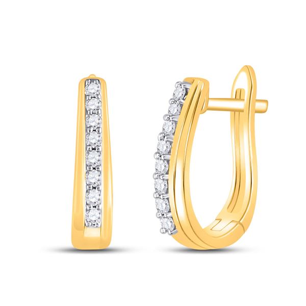 Diamond Hoop Earrings 1/4 Cttw 10kt Yellow Gold