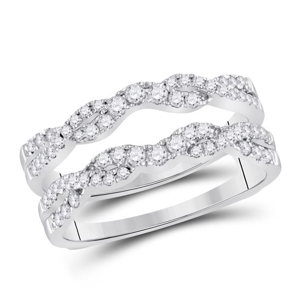 Diamond Wrap Ring Guard Enhancer 1/2 Cttw 14kt White Gold