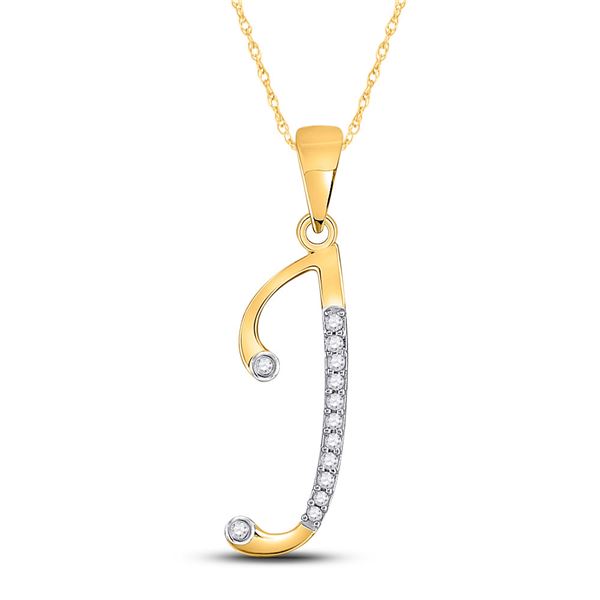 Diamond J Initial Letter Pendant 1/10 Cttw 10kt Yellow Gold