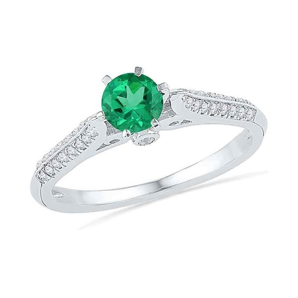 Lab-Created Emerald Solitaire Ring 5/8 Cttw 10kt White Gold