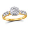 Image 1 : Diamond Circle Frame Cluster Bridal Engagement Ring 1/5 Cttw 10kt Yellow Gold