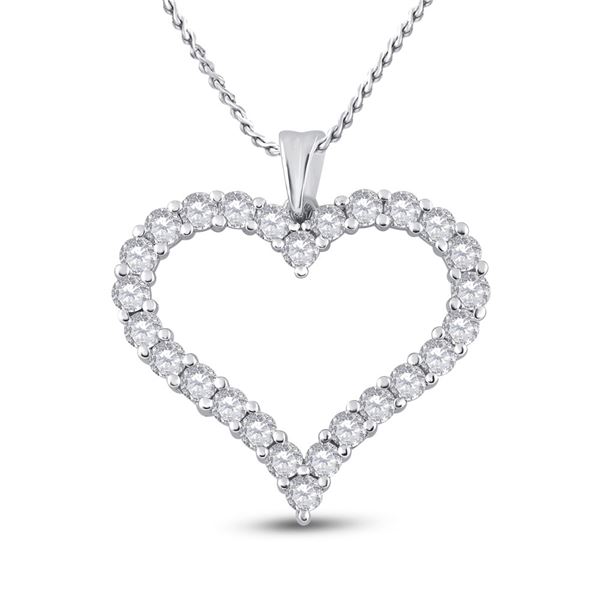 Diamond Outline Heart Pendant 2 Cttw 14kt White Gold
