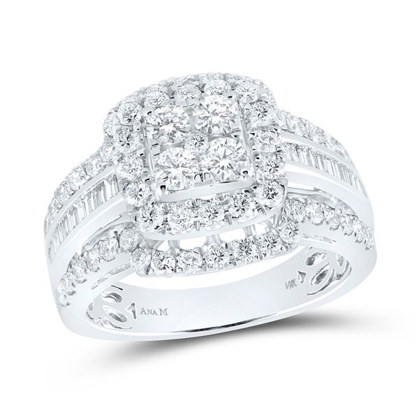 Diamond Bridal Wedding Ring Band Set 1-3/4 Cttw 14kt White Gold