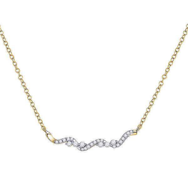 Diamond Bar Necklace 1/5 Cttw 14kt Yellow Gold