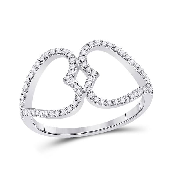 Diamond Negative Space Heart Ring 1/5 Cttw 10kt White Gold