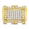 Image 2 : Mens Diamond Square Cluster Ring 1-1/2 Cttw 10kt Yellow Gold