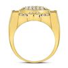 Image 4 : Mens Diamond Square Cluster Ring 1-1/2 Cttw 10kt Yellow Gold