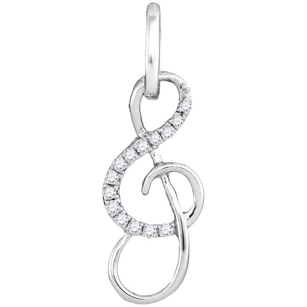 Diamond Treble Clef Music Note Pendant 1/10 Cttw 10kt White Gold