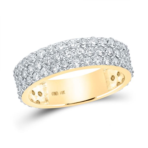 Mens Diamond Pave Band Ring 2-7/8 Cttw 14kt Yellow Gold
