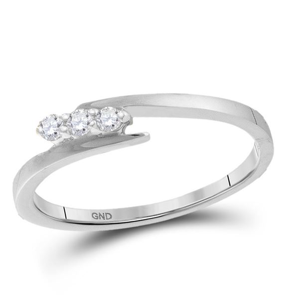 Diamond 3-stone Promise Bridal Engagement Ring 1/10 Cttw 10kt White Gold