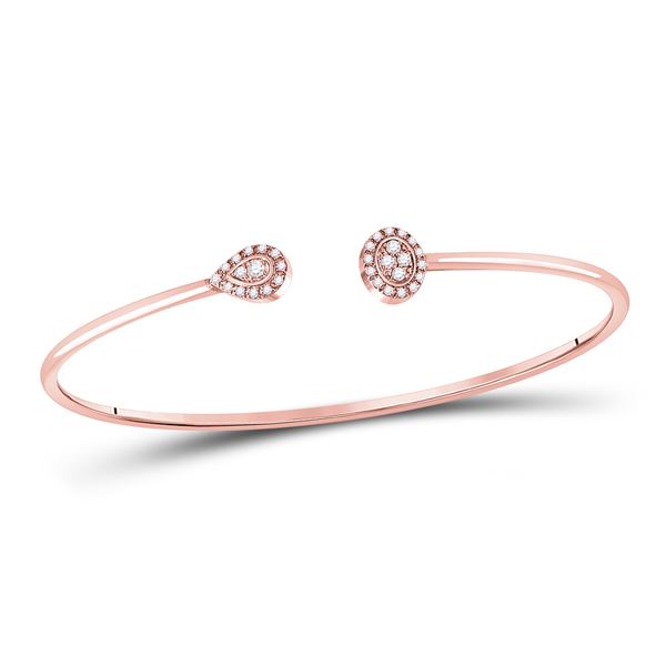 Diamond Cluster Bangle Bracelet 1/5 Cttw 10kt Rose Gold