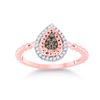 Image 1 : Brown Diamond Teardrop Ring 1/5 Cttw 10kt Rose Gold