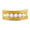 Image 2 : Mens Diamond Single Row 5-Stone Wedding Band Ring 1/2 Cttw 10k Yellow Gold