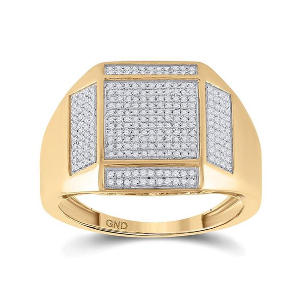 Mens Diamond Square Ring 3/8 Cttw 10kt Yellow Gold