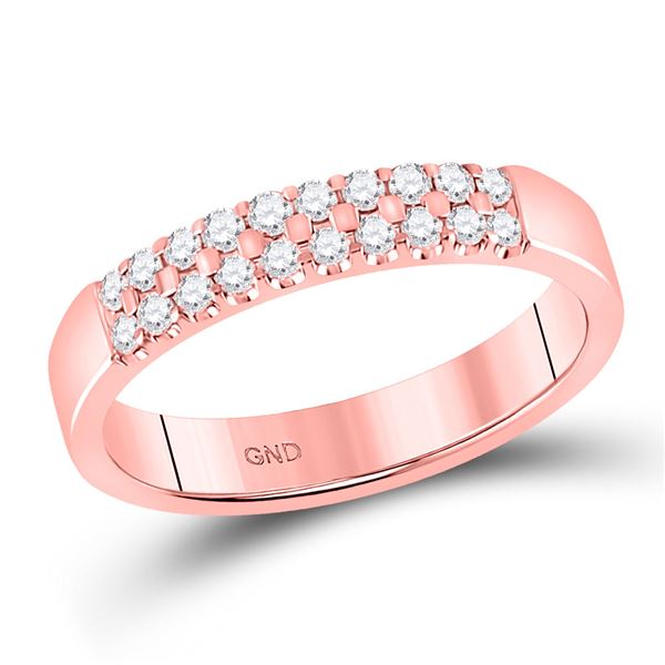 Diamond Double Row Band Ring 1/4 Cttw 14kt Rose Gold