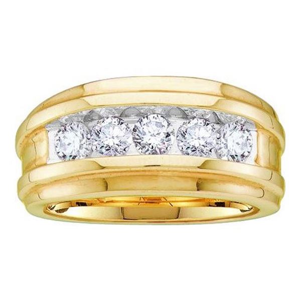 Mens Diamond Wedding Channel Set Band Ring 1 Cttw 14kt Yellow Gold