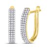 Image 1 : Diamond Triple Row Hoop Earrings 1/4 Cttw 10kt Yellow Gold