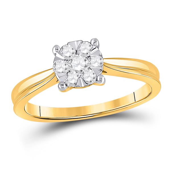 Diamond Flower Cluster Ring 1/3 Cttw 10kt Yellow Gold