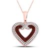 Image 1 : Red Color Enhanced Diamond Heart Pendant 1/4 Cttw 10kt Rose Gold
